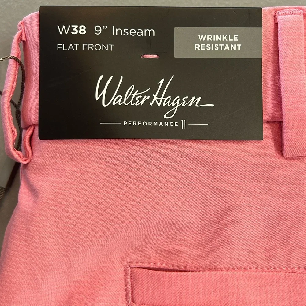 Walter Hagen‎ NWT Men's Performance Pink Flat Front Golf Shorts Sz 38